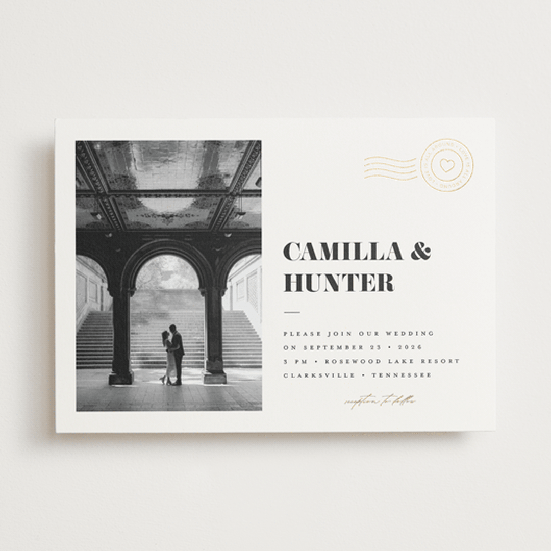 "Golden Stamp" - Wedding Invitations in Snow by FRANI - Front
