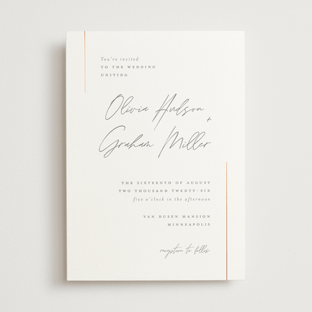 "Simple Lines" - Wedding Invitations in Snow by Michelle Taylor - Front