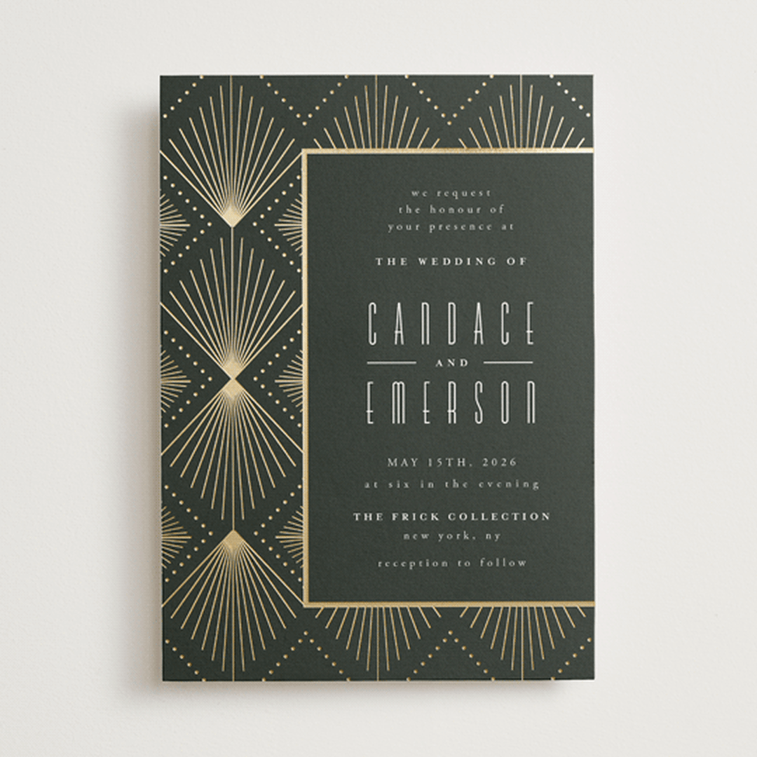 "Deco pattern" - Wedding Invitations in Onyx by Ana de Sousa - Front