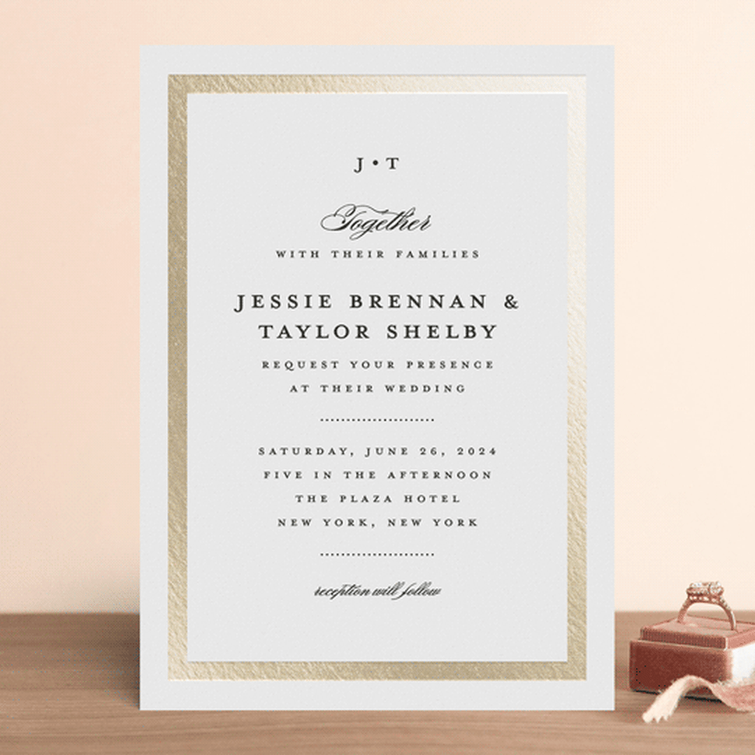 "Lasting love" - Wedding Invitations in Gold by Stacey Meacham - Front