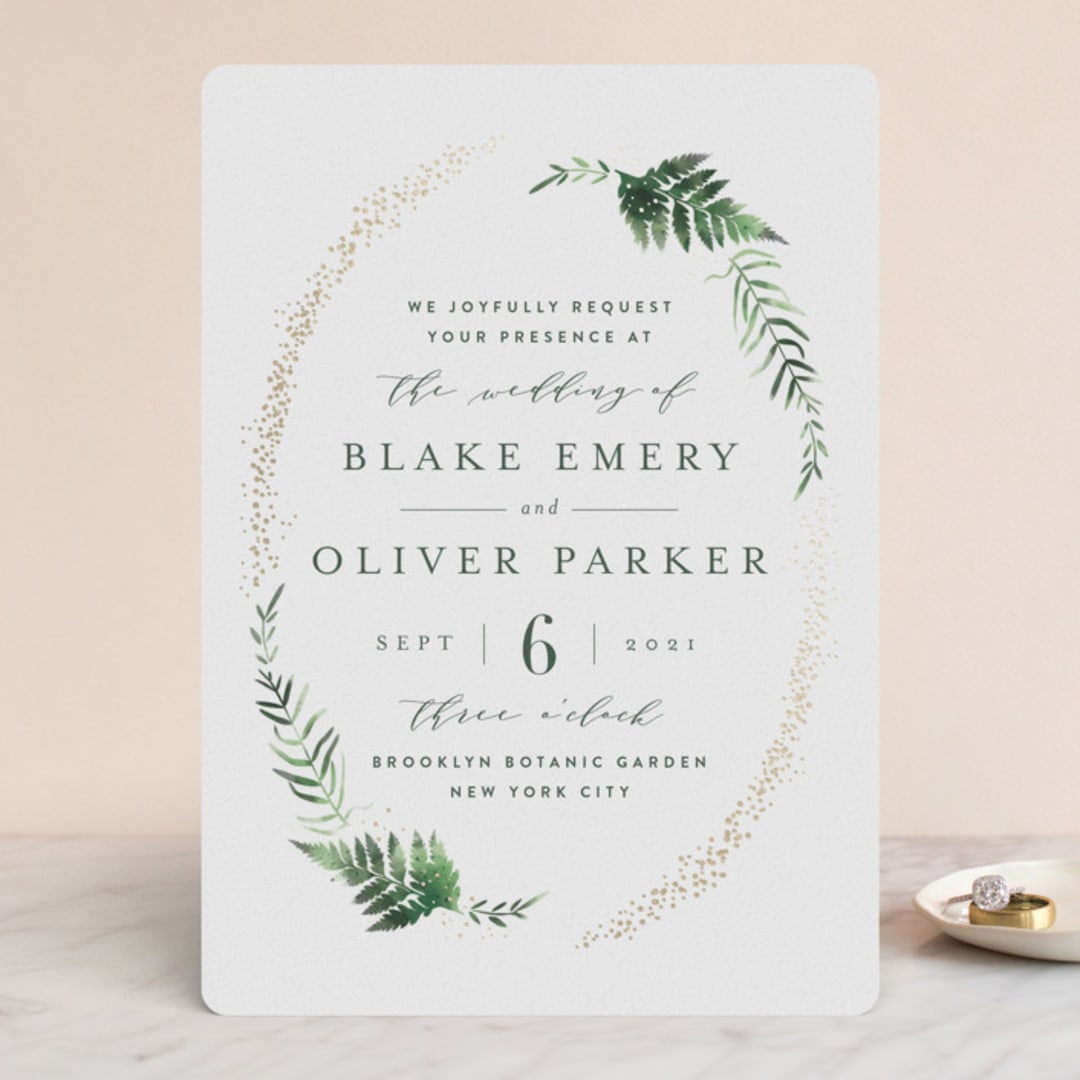 "Sparkling Ferns" - Wedding Invitations in Garden by Kristie Kern - Front