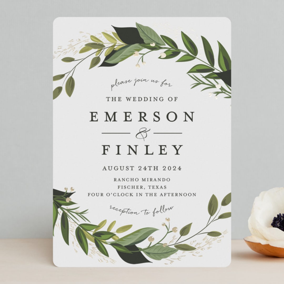 "Vines of Green" - Wedding Invitations in Fern by Susan Moyal - Front