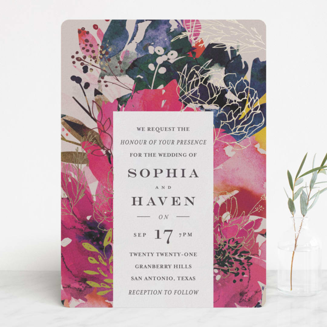 "Blooming Beauty" - Wedding Invitations in Tan by Lori Wemple - Front