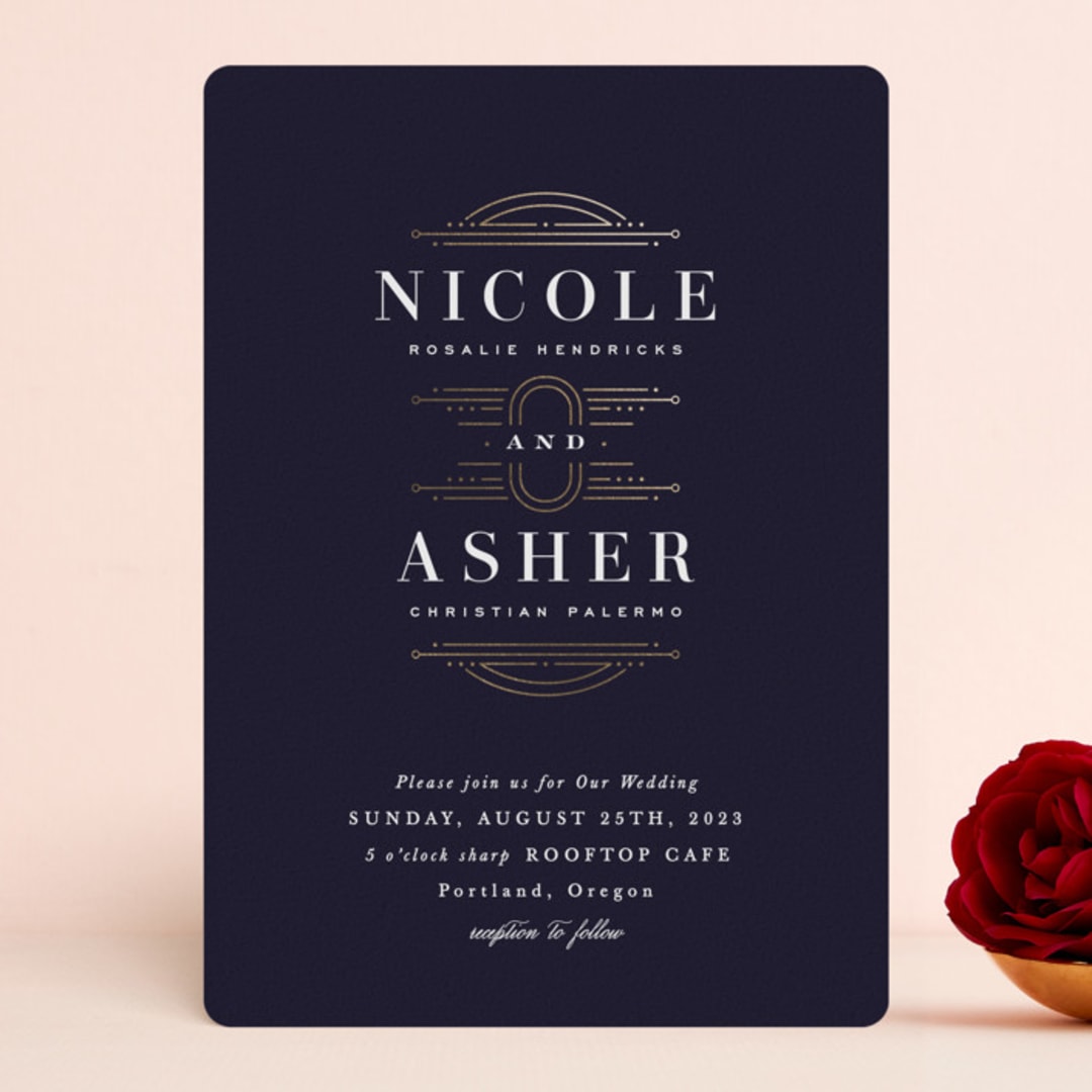 "Modern Deco" - Wedding Invitations in Midnight by Hooray Creative - Front