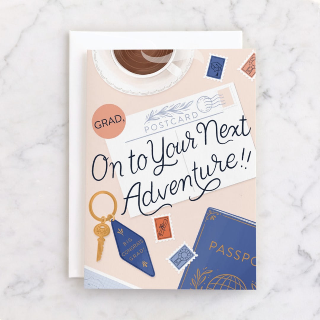 "Going Places" - Single Greeting Cards in Blush by Paper Raven Co. - Front
