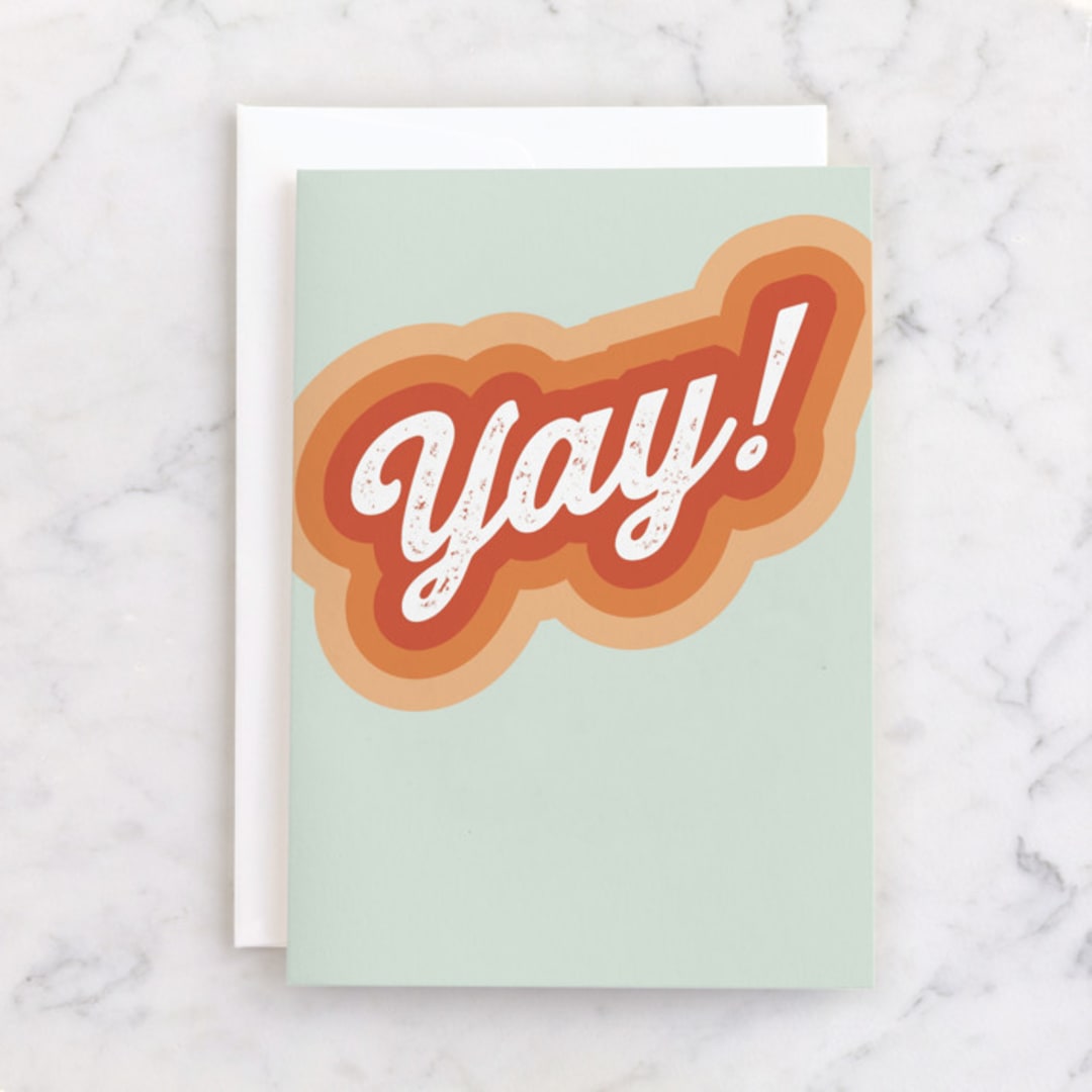 "Yay" - Single Greeting Cards in Mint by Tennie and Co. - Front
