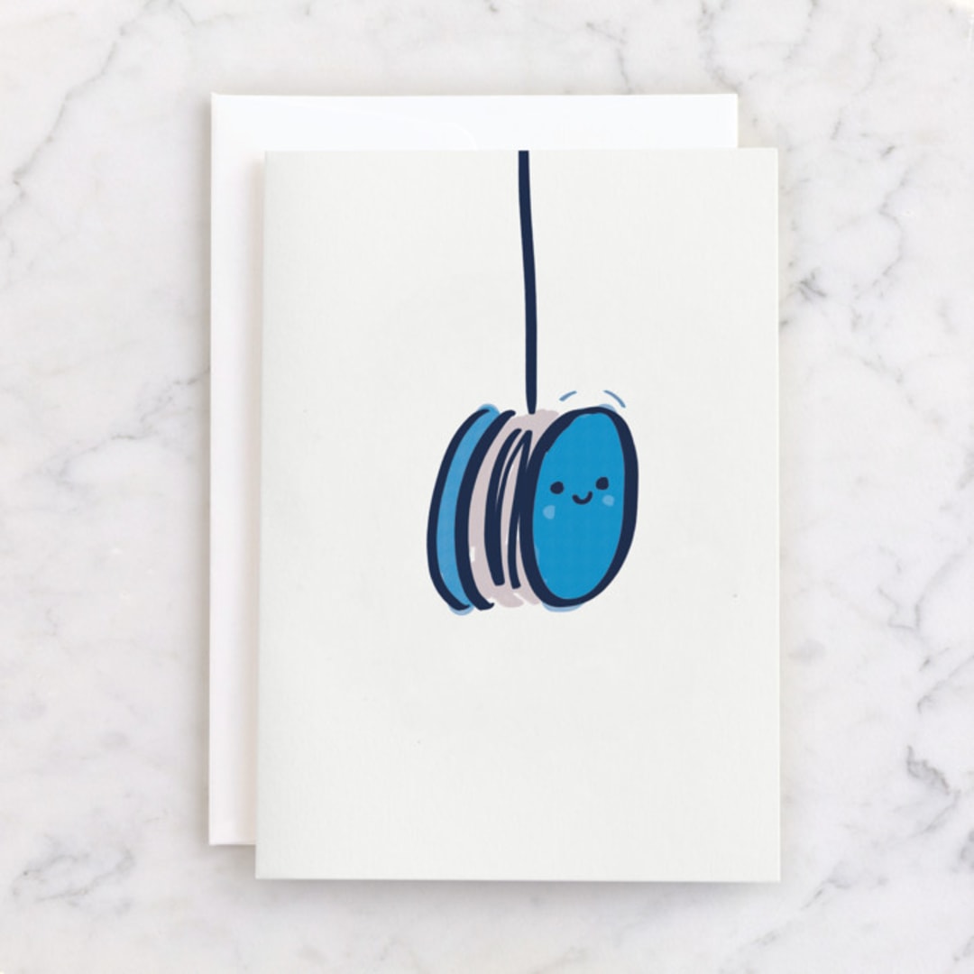 "YoYo" - Single Greeting Cards in Navy by Lori Wemple - Front