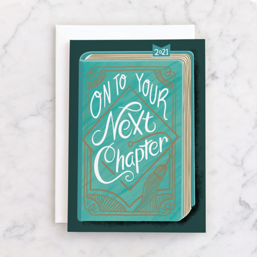 "The Next Chapter" - Single Greeting Cards in Emerald by Blue Ombre co - Front