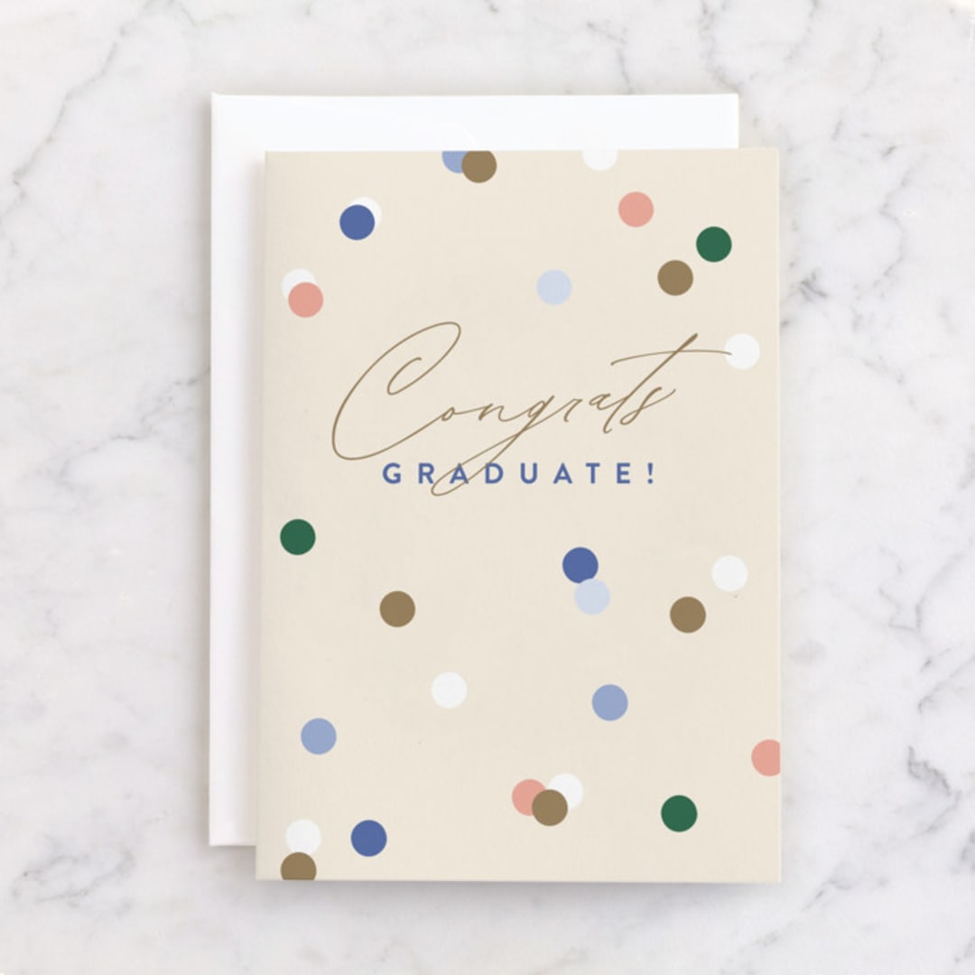 "Confetti Grad" - Single Greeting Cards in Eggshell by Pixel and Hank - Front