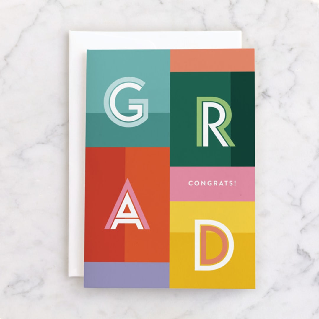 "Bold Grad" - Single Greeting Cards in Colorful by Pixel and Hank - Front