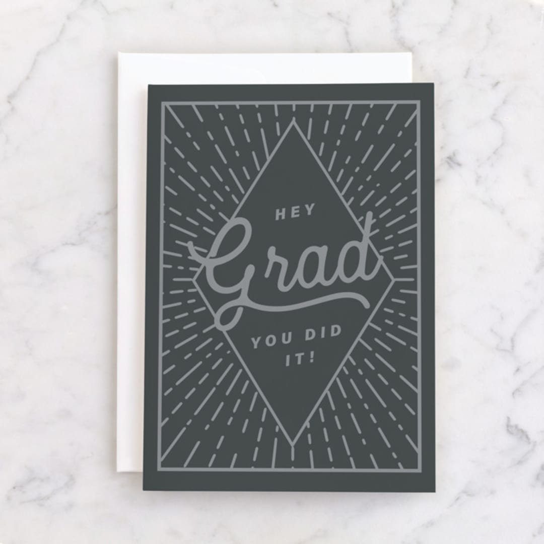 "You Did It" - Single Greeting Cards in Slate by Susan Zinader - Front