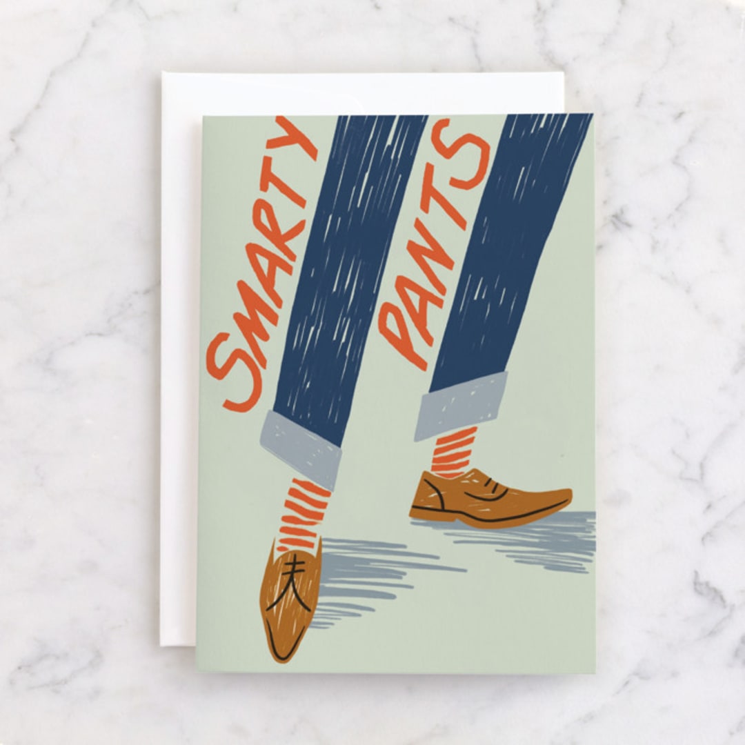 "Congrats Smarty Pants" - Single Greeting Cards in Mint by Vivian Yiwing - Front