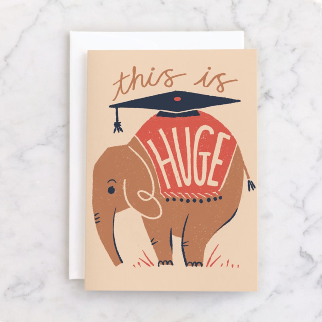"This is Huge" - Single Greeting Cards in Peach by Vivian Yiwing - Front