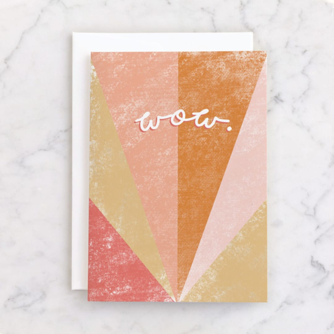 "Wow" - Single Greeting Cards in Sunset by Julie Hebert - Front