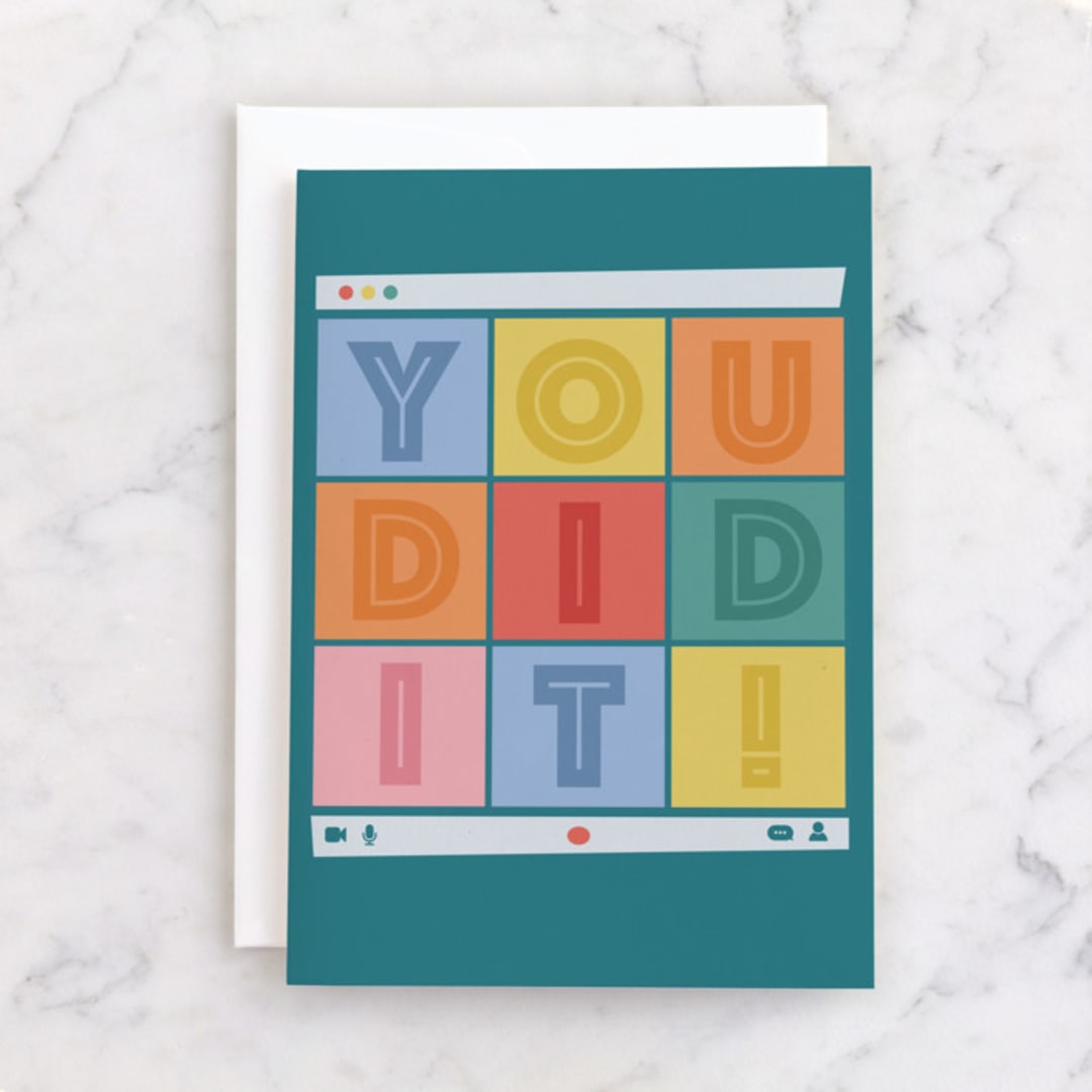 "Zoom Grad" - Single Greeting Cards in Colorful by Taylor Brandner - Front