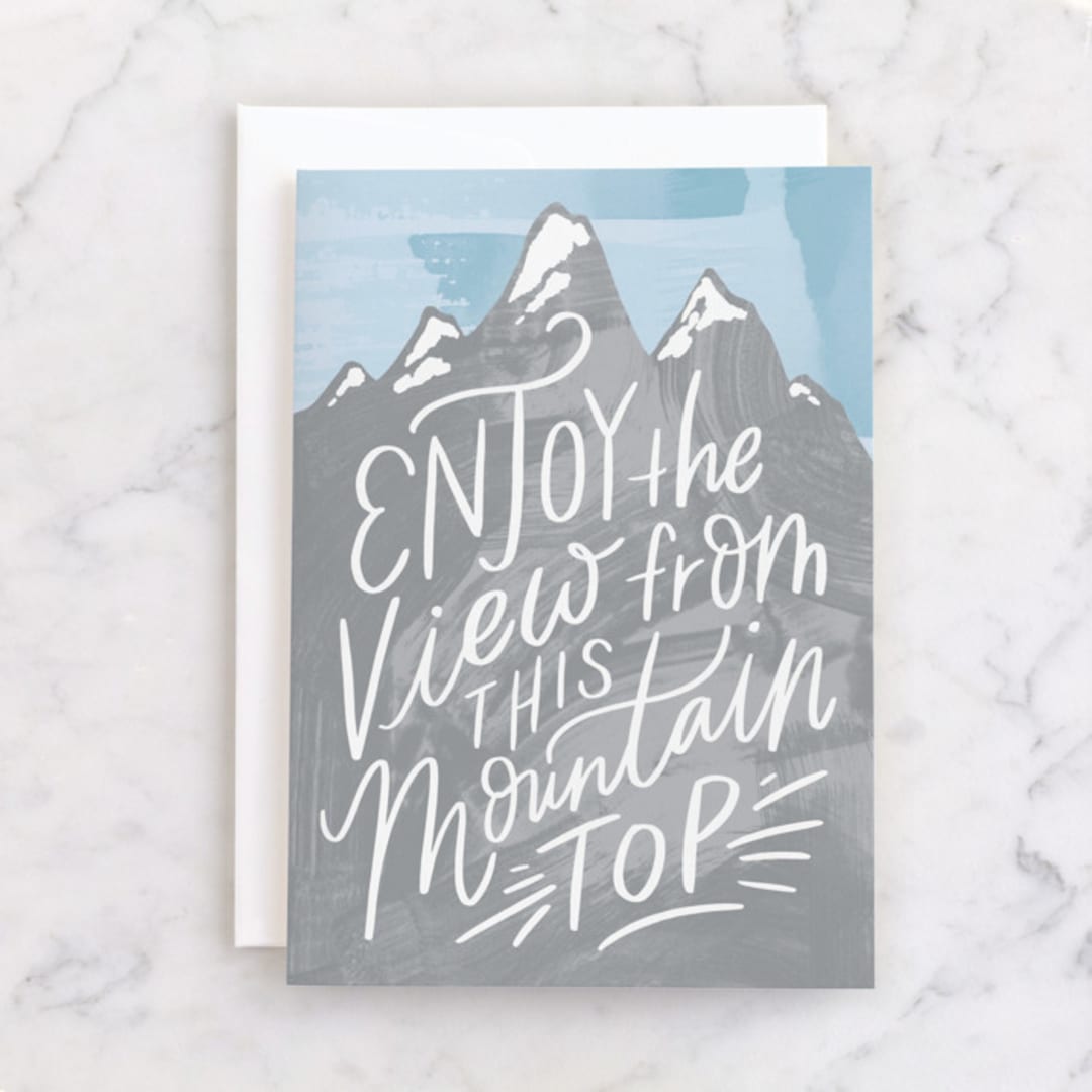 "Mountaintop" - Single Greeting Cards in Snow by Alethea and Ruth - Front