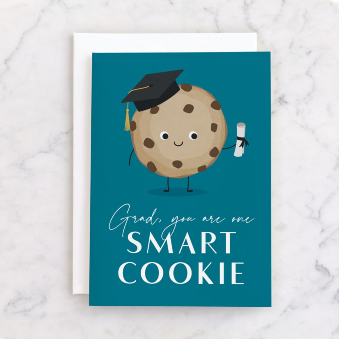 "One Smart Cookie" - Single Greeting Cards in Sky Blue by Kacey Kendrick Wagner - Front