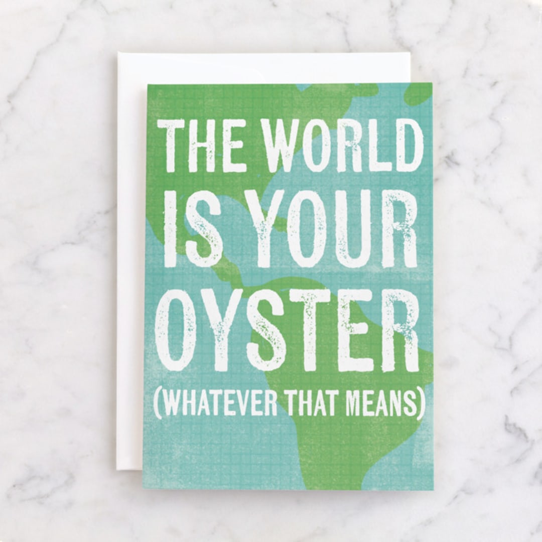 "World is Your Oyster" - Single Greeting Cards in Ocean by Violet and Mae - Front