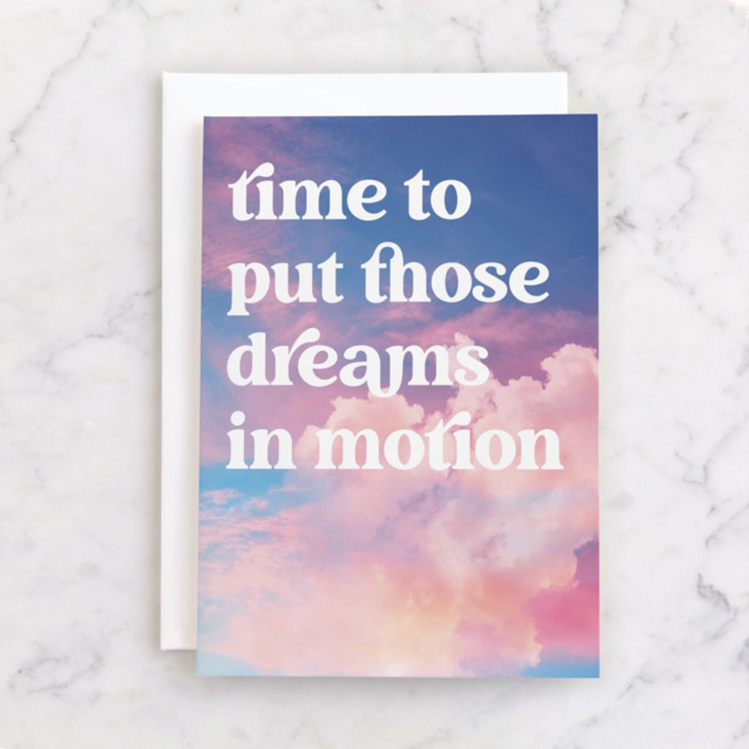 "Dreams in motion" - Single Greeting Cards in Sunset by Catherine Culvenor - Front
