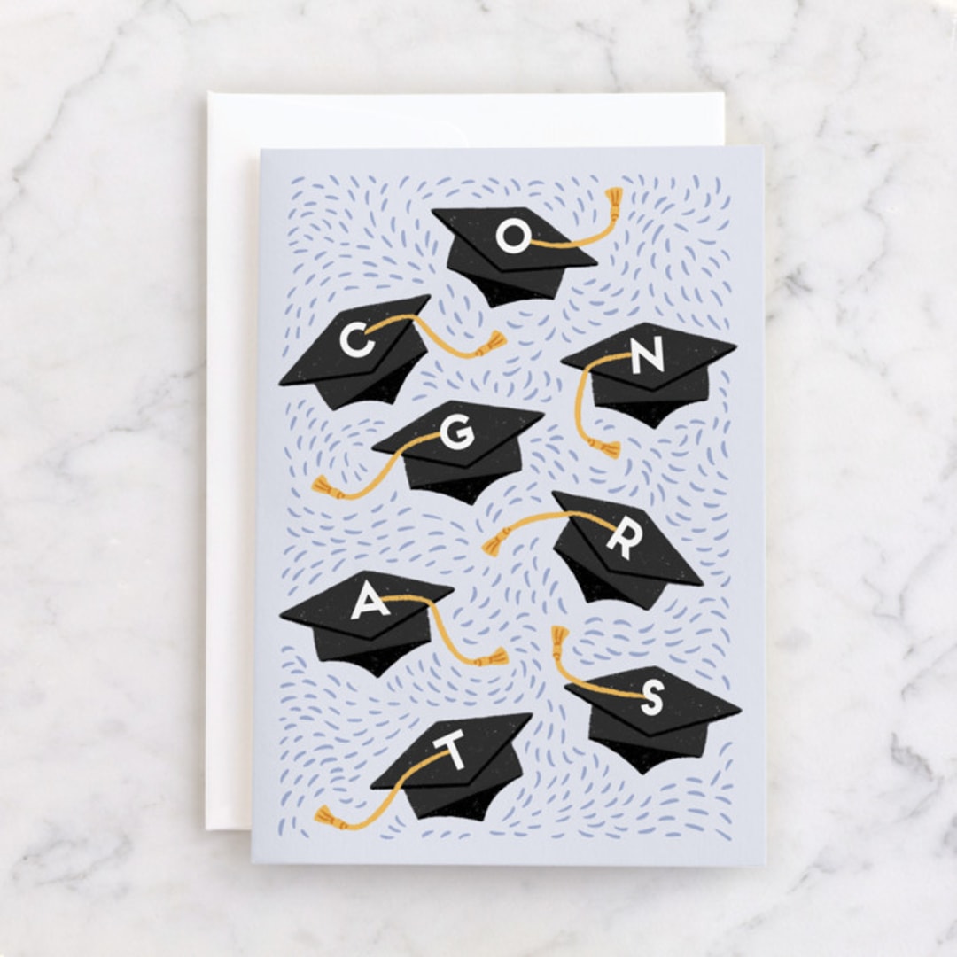 "Hats Off To You" - Single Greeting Cards in Cobalt by Rebecca Smith - Front