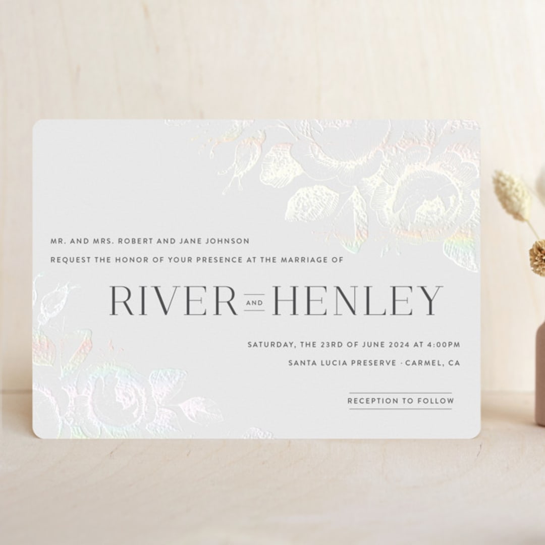 "Beloved" - Gloss-Press® Wedding Invitations in Snow by Design Lotus - Front