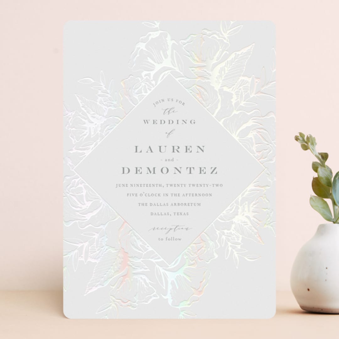"Beautiful Bouquet" - Gloss-Press® Wedding Invitations in Cathedral by Jennifer Postorino - Front