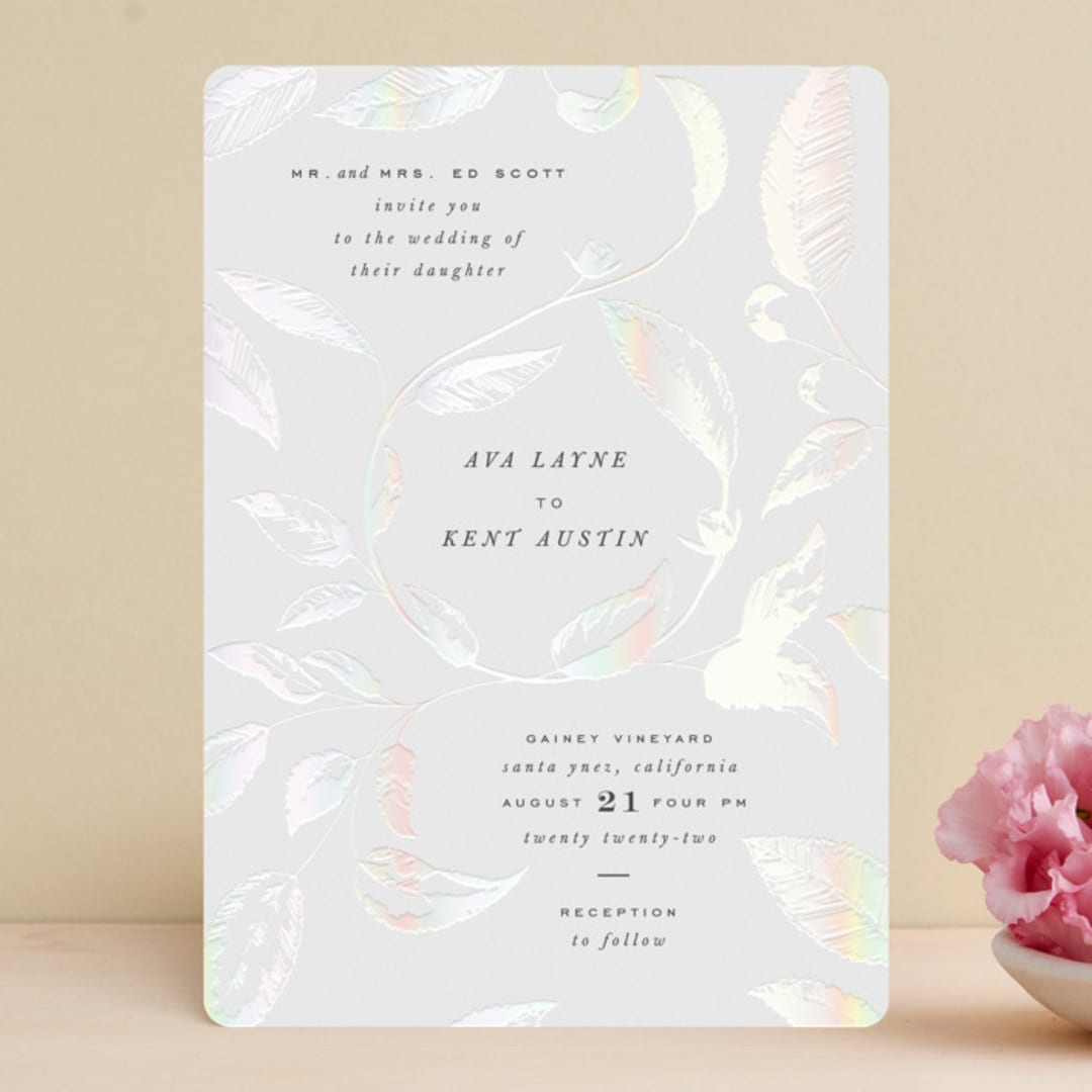 "Halcyon" - Gloss-Press® Wedding Invitations in Snow by Leah Bisch - Front