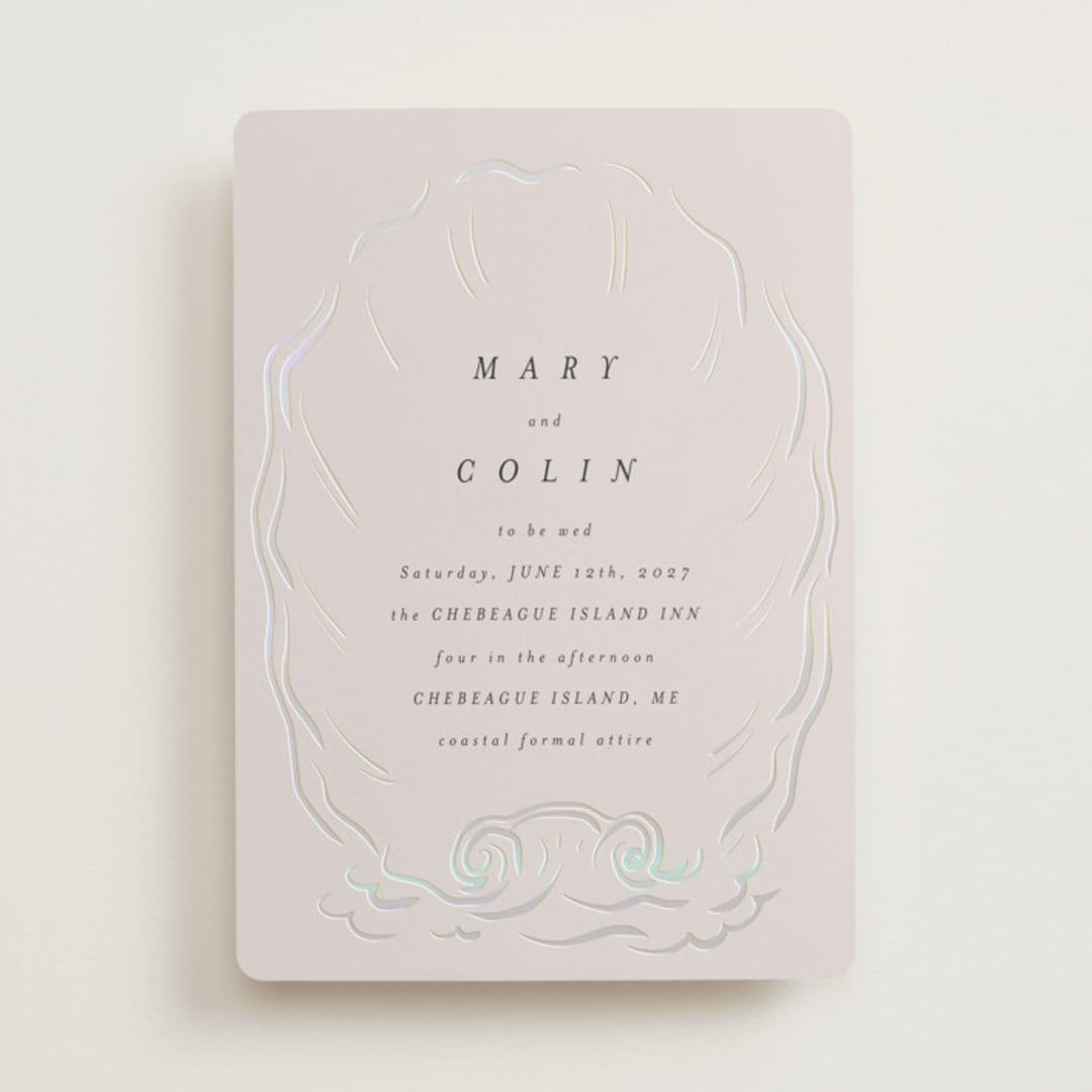 "Kumamoto" - Gloss-Press® Wedding Invitations in Pearl by Ani Somi - Front