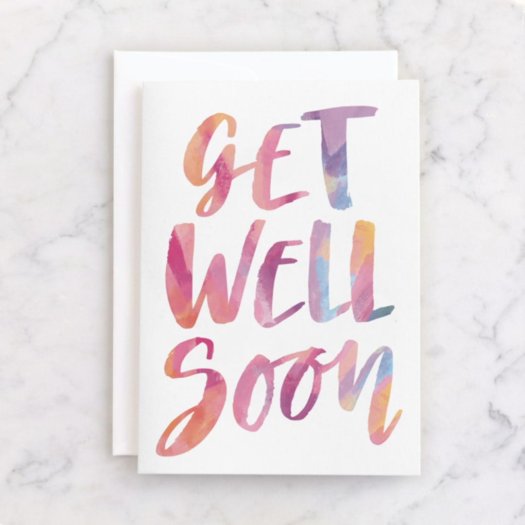 "Get Well Soon" - Single Greeting Cards in Magenta by Hooray Creative - Front