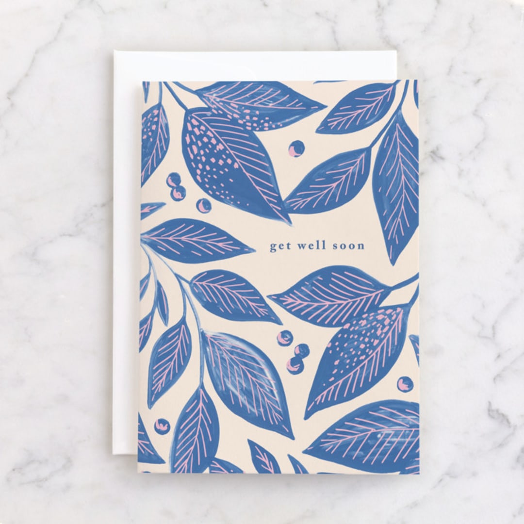 "Painted Texture Leaves" - Single Greeting Cards in Heather by Alethea and Ruth - Front