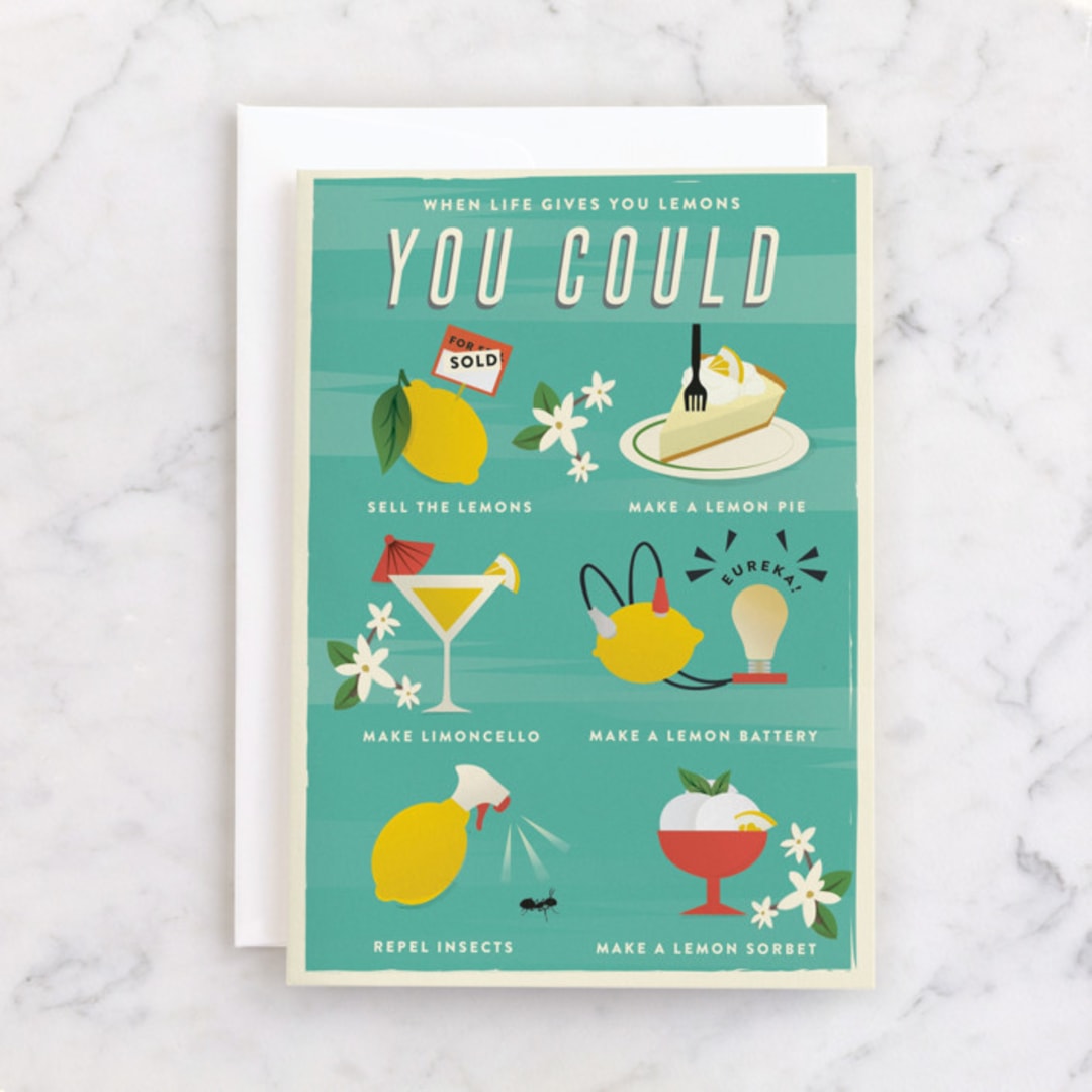 "Lemon options" - Single Greeting Cards in Mint by Ana de Sousa - Front