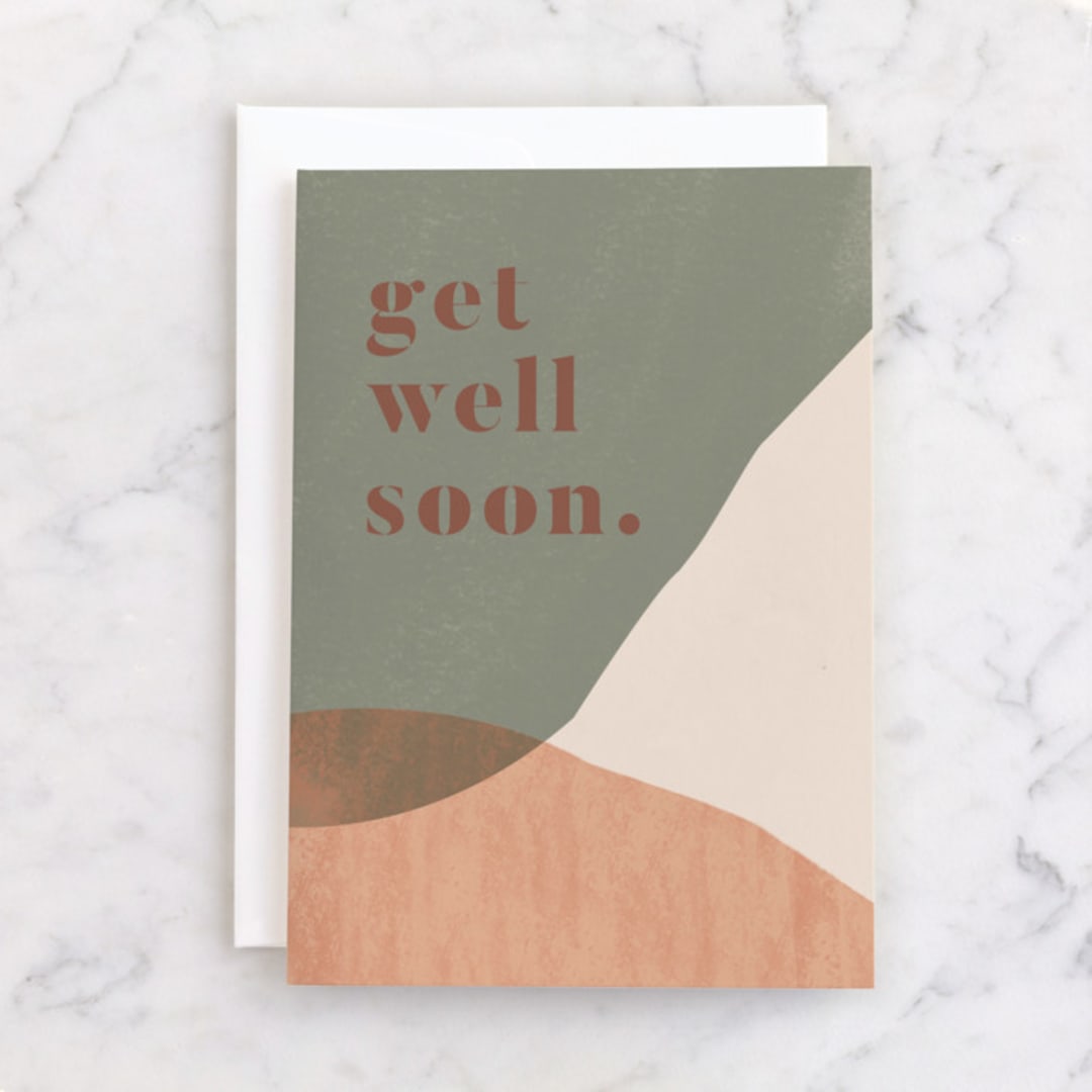 "Get Well" - Single Greeting Cards in Moss by Stevee Gomez - Front