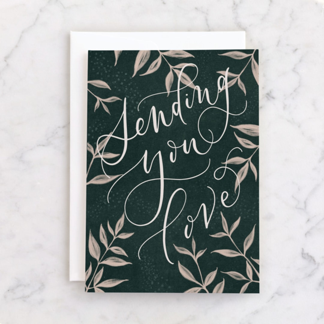 "A Note of Love" - Single Greeting Cards in Forest by Ink Moth Creative - Front