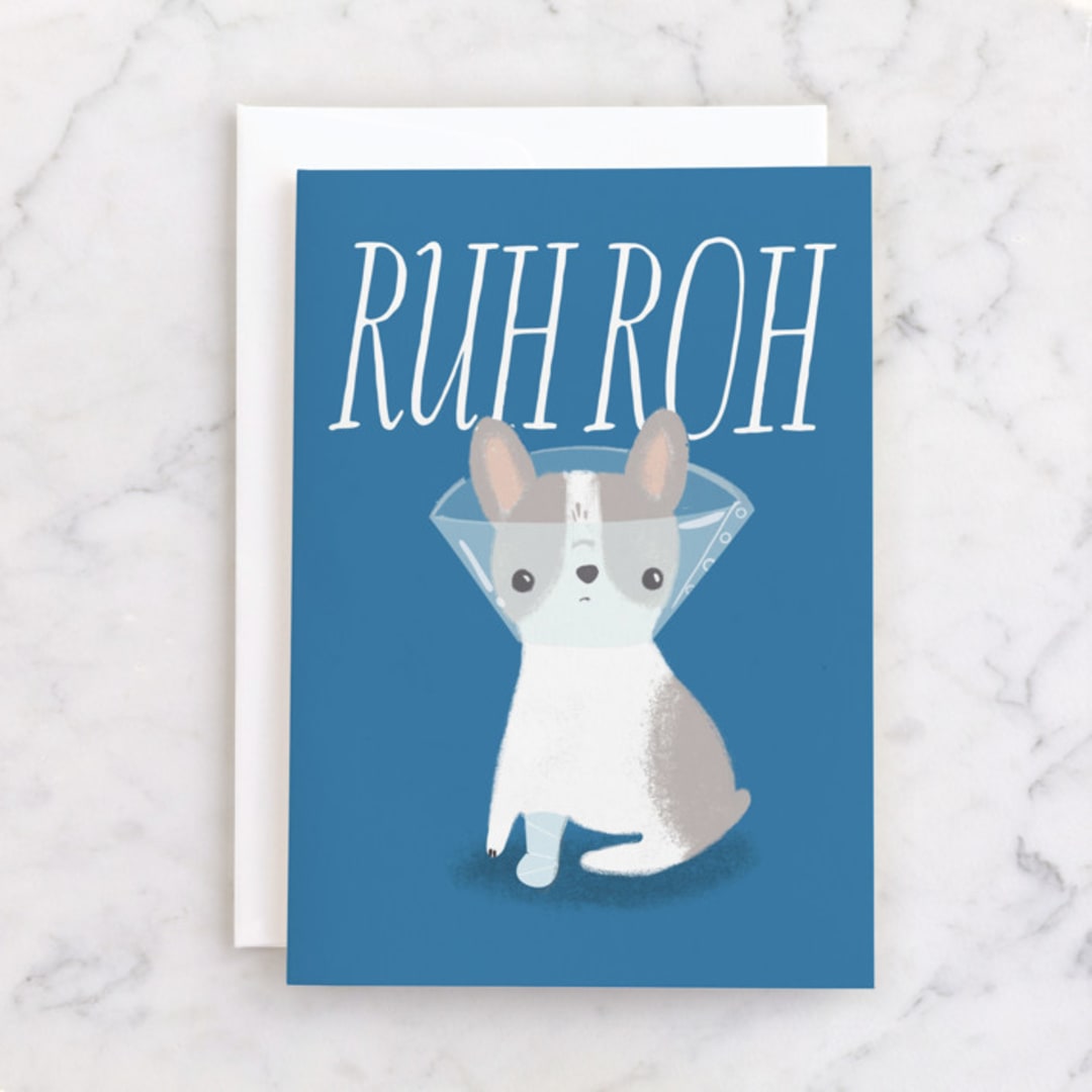 "Ruh Roh" - Single Greeting Cards in Pond by Itsy Belle Studio - Front