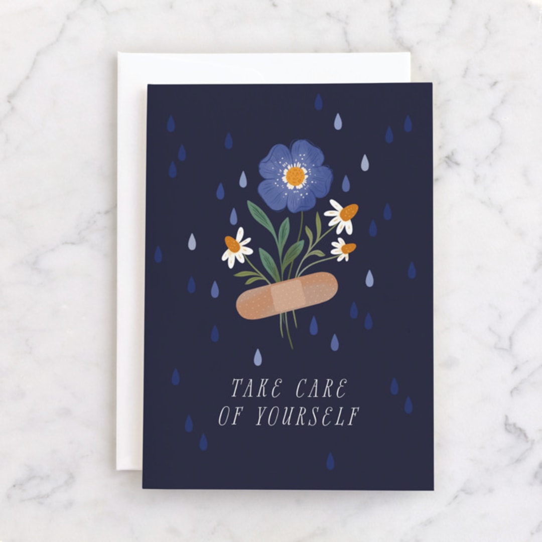 "Love Bandaid" - Single Greeting Cards in Periwinkle by Paper Raven Co. - Front