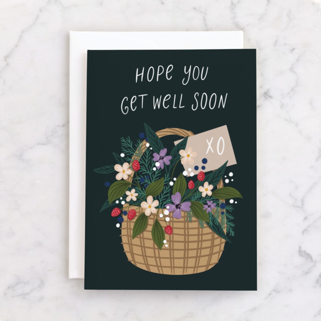 "Basket of flowers" - Single Greeting Cards in Forest by Yuliya Evseeva - Front