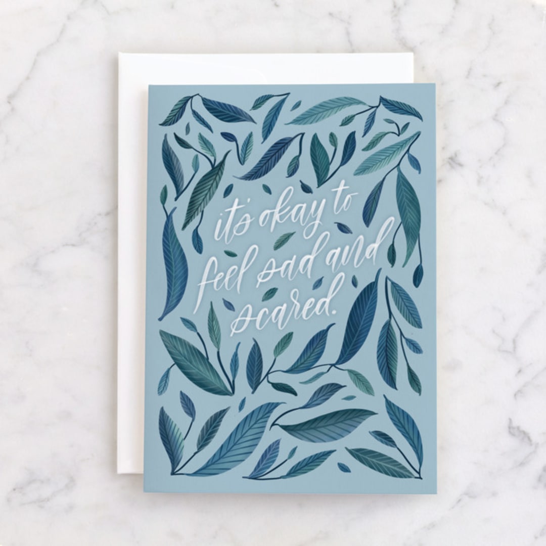 "It's Okay" - Single Greeting Cards in Navy by Carolyn Kach - Front