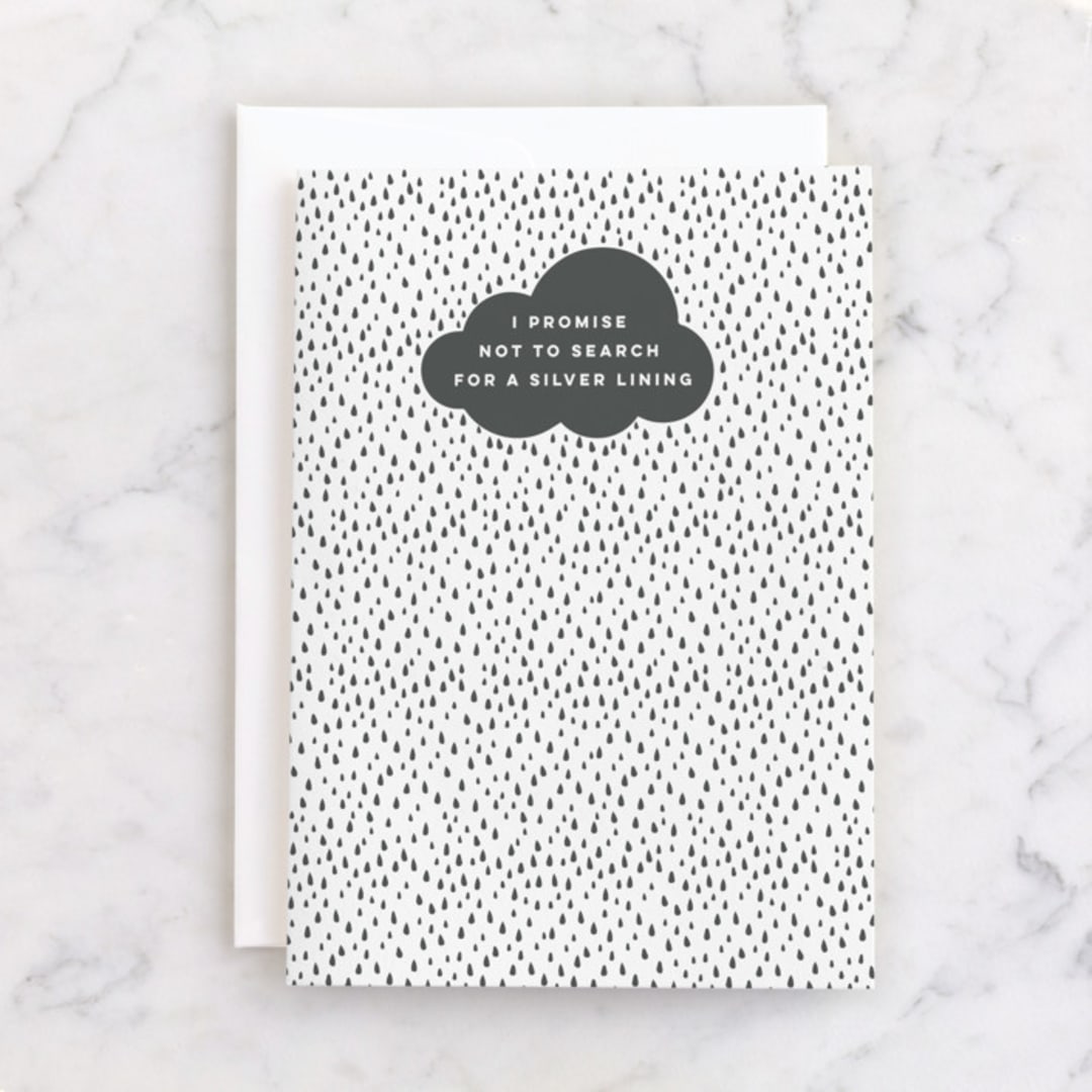 "Standing in the Rain" - Single Greeting Cards in Clouds by Jessie Steury - Front