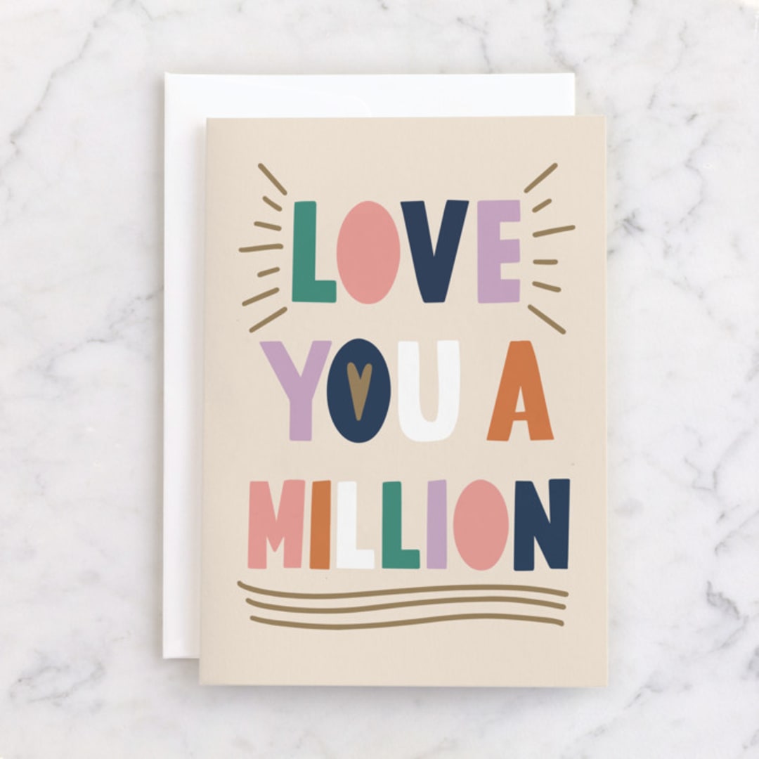 "Times Infinity" - Single Greeting Cards in Bubblegum by Angela Garrick - Front