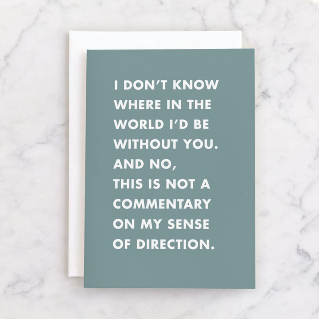 "Lost without you" - Single Greeting Cards in Denim by mo kelley - Front