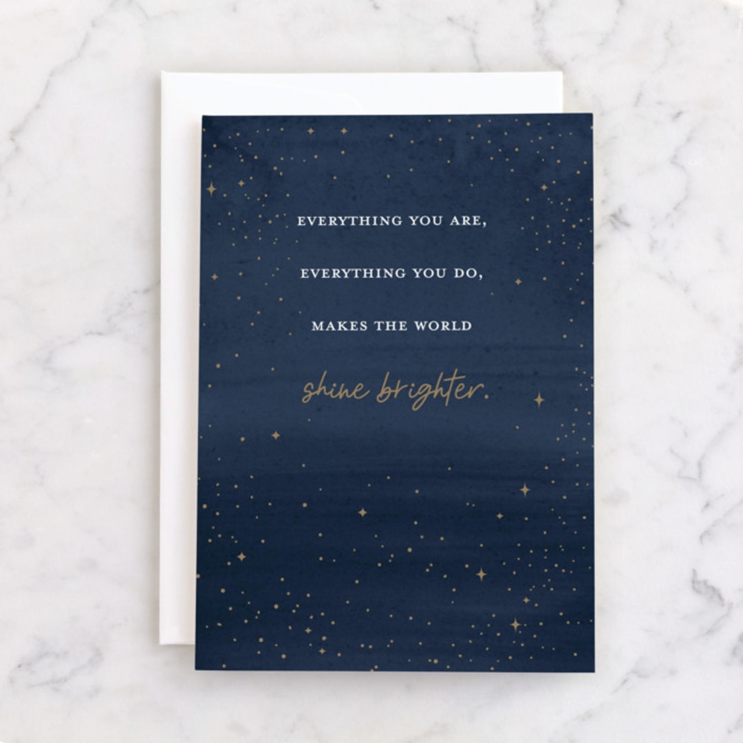 "Keep Shining" - Single Greeting Cards in Midnight by Pixel and Hank - Front