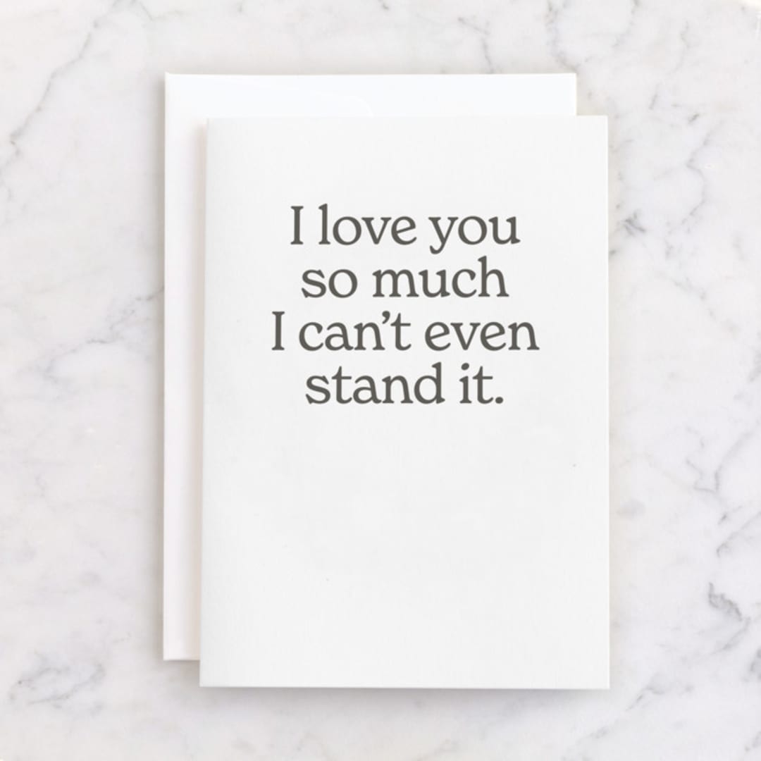 "can't stand it" - Single Greeting Cards in Graphite by JoAnn Jinks - Front