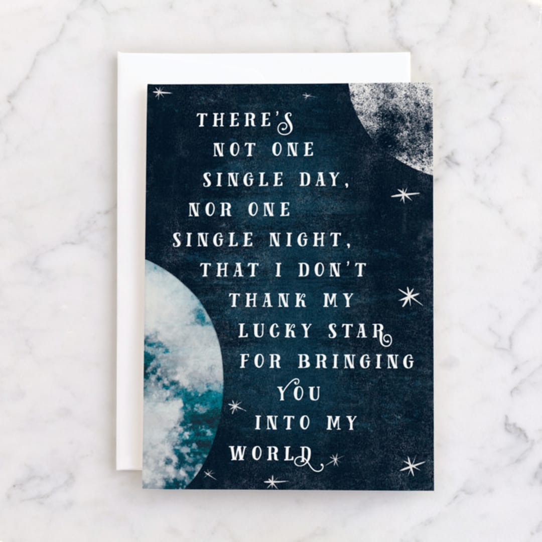 "Lucky Star" - Single Greeting Cards in Midnight by Gwen Bedat - Front