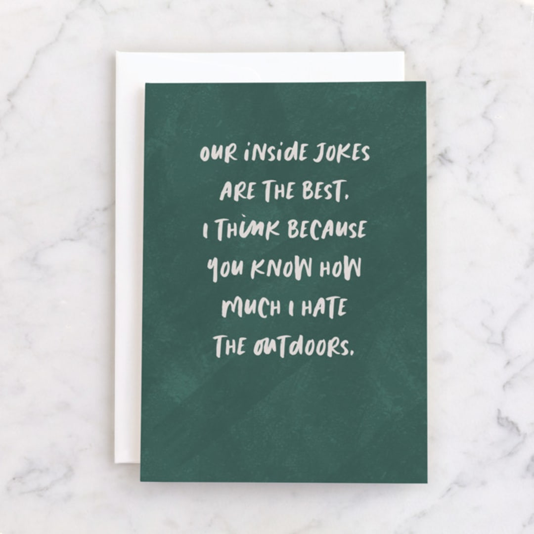 "Inside jokes" - Single Greeting Cards in Evergreen by Lea Delaveris - Front