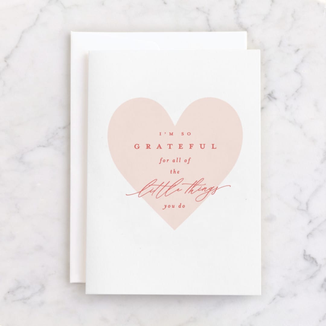 "Big Hearted" - Single Greeting Cards in Peony by Everett Paper Goods - Front