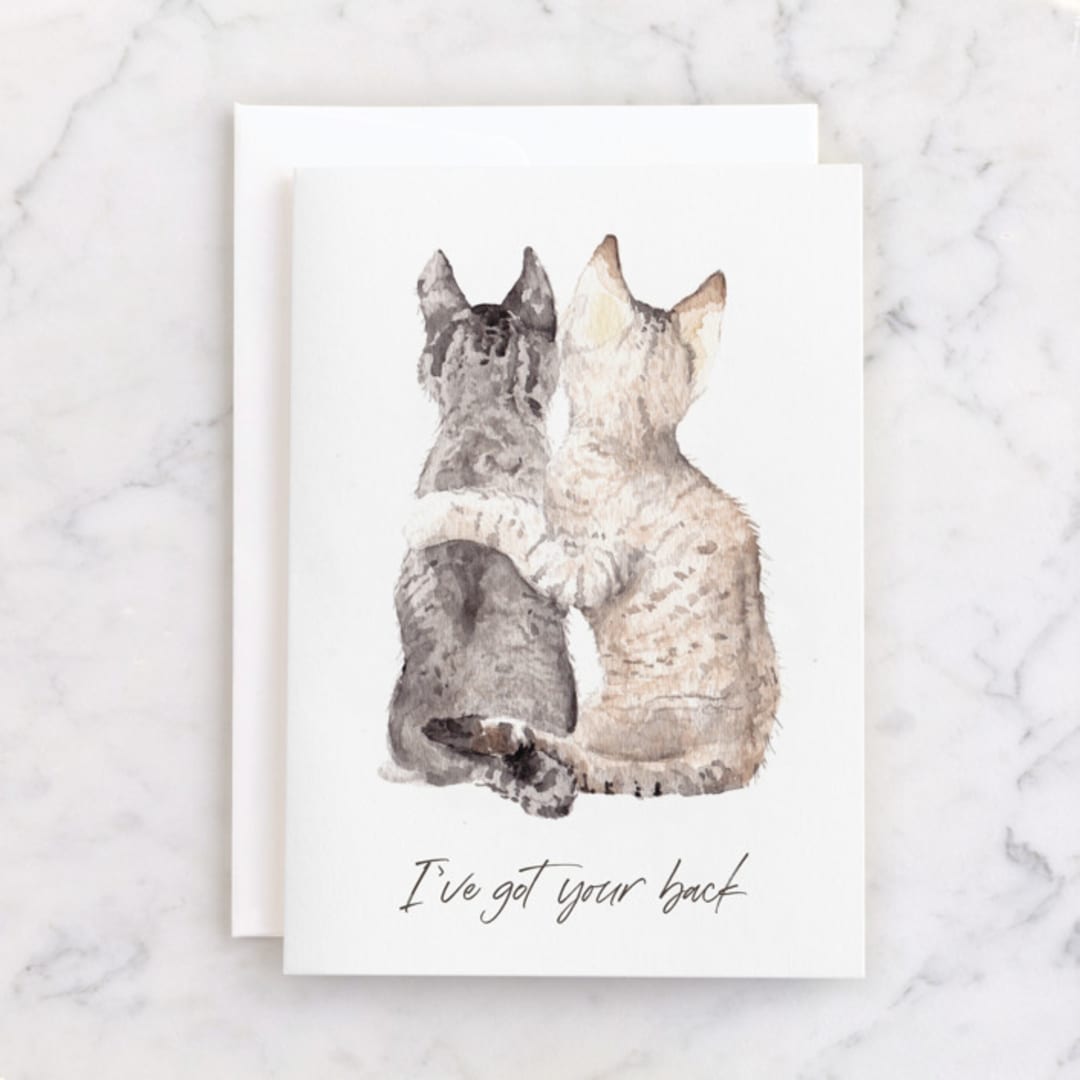 "Kitten Best Friends" - Single Greeting Cards in Powder by Lauren Rogoff - Front