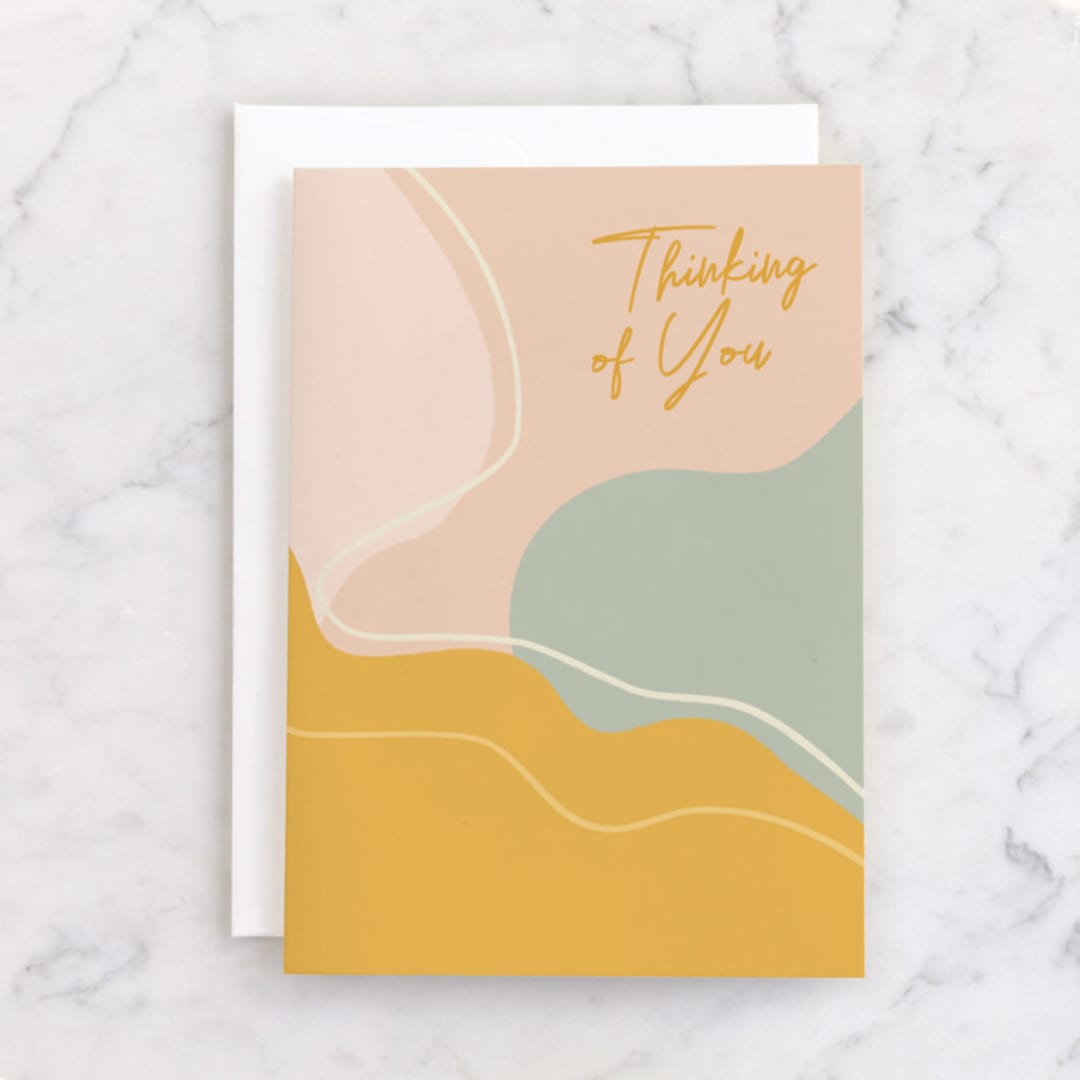 "Earthy Abstract Thinking of You" - Single Greeting Cards in Dandelion by Beth Vassalo - Front