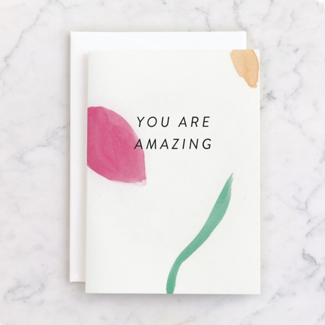 "Amazing You" - Single Greeting Cards in Petal by Lindsay Megahed - Front