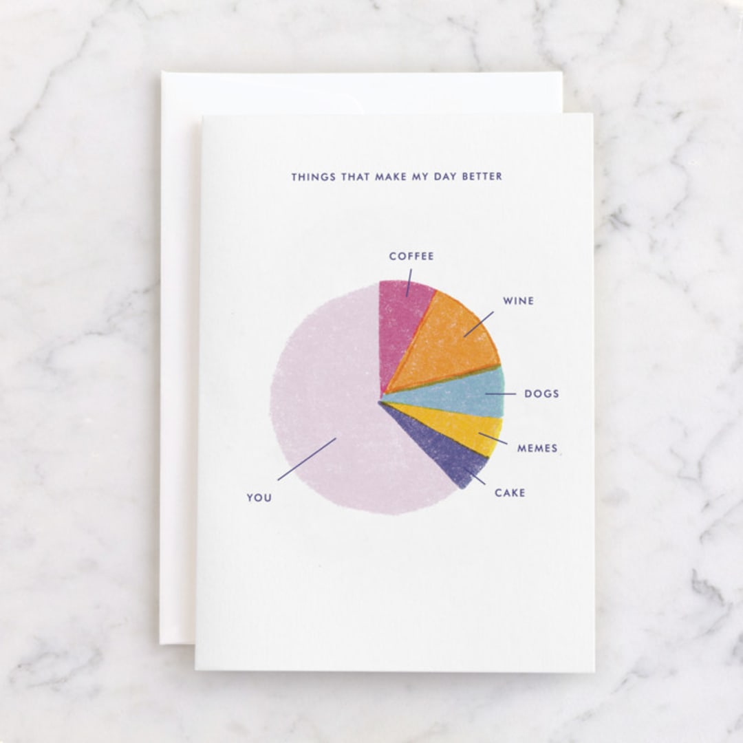 "Pie Chart" - Single Greeting Cards in Grape by Bethan - Front