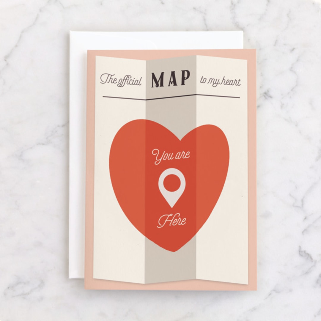 "You are Here" - Single Greeting Cards in Candy by Gwen Bedat - Front